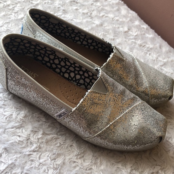 Toms Classic Canvas Silver Alpargatas Size 6.5 - Picture 5 of 6